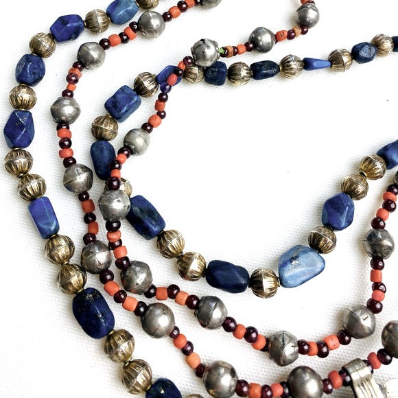 Double Strand BOHO India medallion pendant necklace - Picture 4 of 9